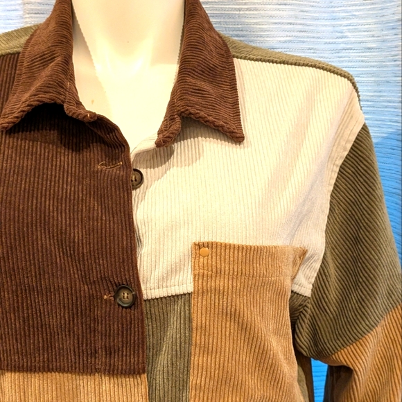 Stoosh Colorblock Corduroy Button-Up Shirt - XL - Picture 4 of 7